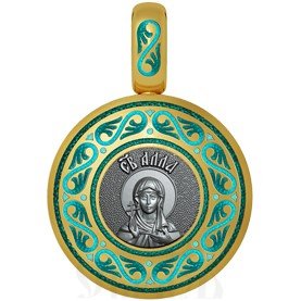 нательная икона святая мученица алла гофтская, серебро 925 проба с золочением и эмалью (арт. 01.002)