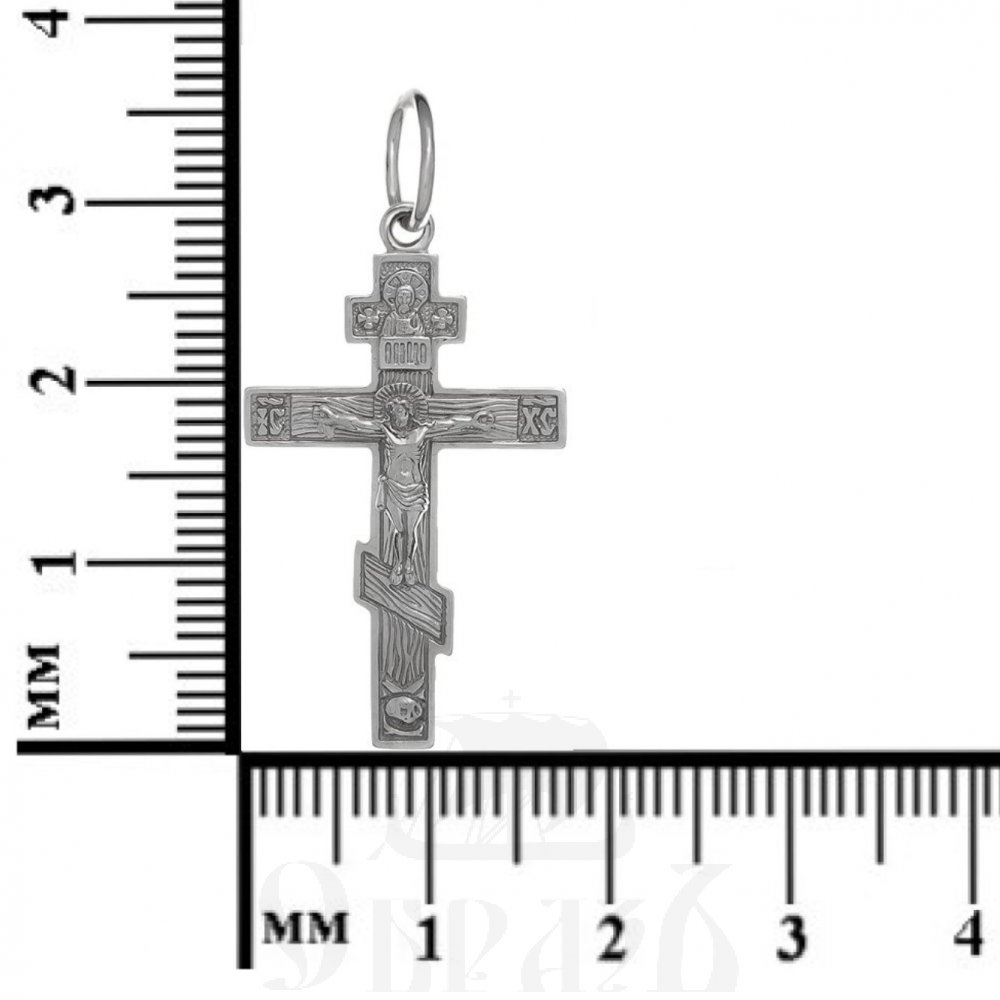 золотой крест с молитвой "спаси и сохрани", 585 проба белого цвета (арт. п10036-з5б)