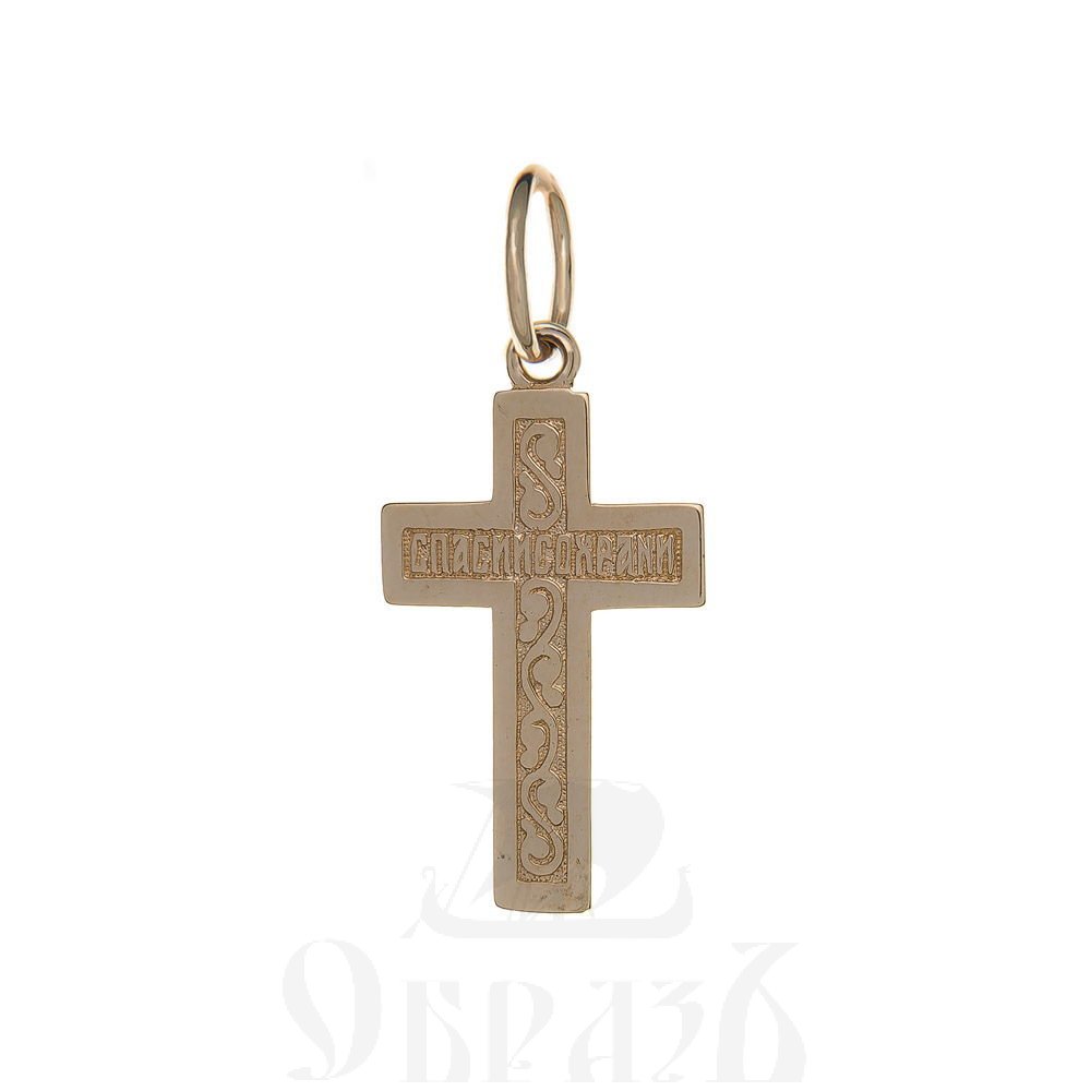 золотой крест с молитвой "спаси и сохрани", 585 проба красного и белого цвета (арт. п10020-з5кб)