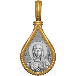 нательная икона св. блаженная ангелина сербская королева, серебро 925 проба с золочением (арт. 06.004)