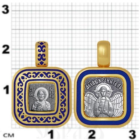 нательная икона святой мученик виктор дамасский, серебро 925 проба с золочением и эмалью (арт. 01.061)