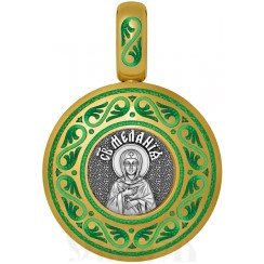 нательная икона святая преподобная мелания римляныня, серебро 925 проба с золочением и эмалью (арт. 01.050)